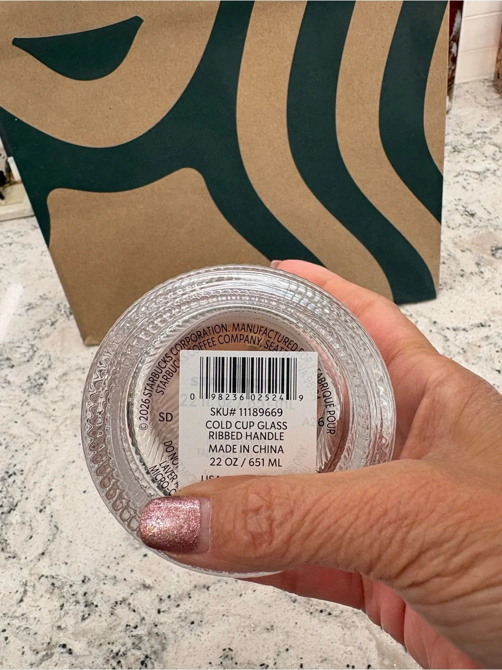 Starbucks 2026 Fall Pleated Clear Glass Handle Cold Cup Tumbler. NWT. HTF.